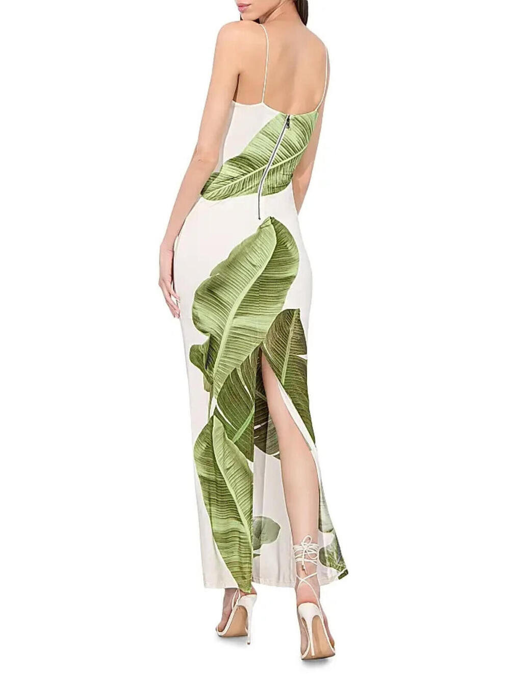 NEW,  Alice + Olivia Fifi Leaf Maxi Dress in Jungle Palm Off White Sz 8 #MD1766 - Picture 2 of 9